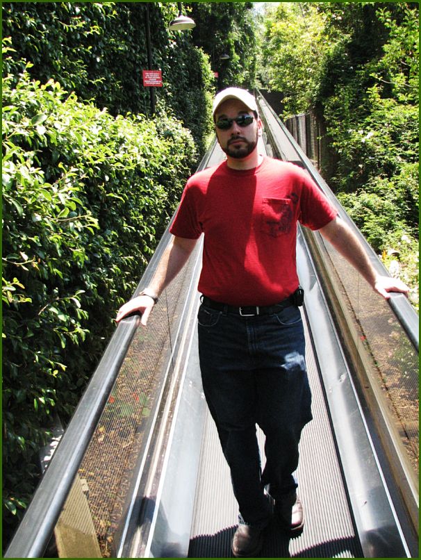 Riding the people mover up a hill (very hilly zoo)